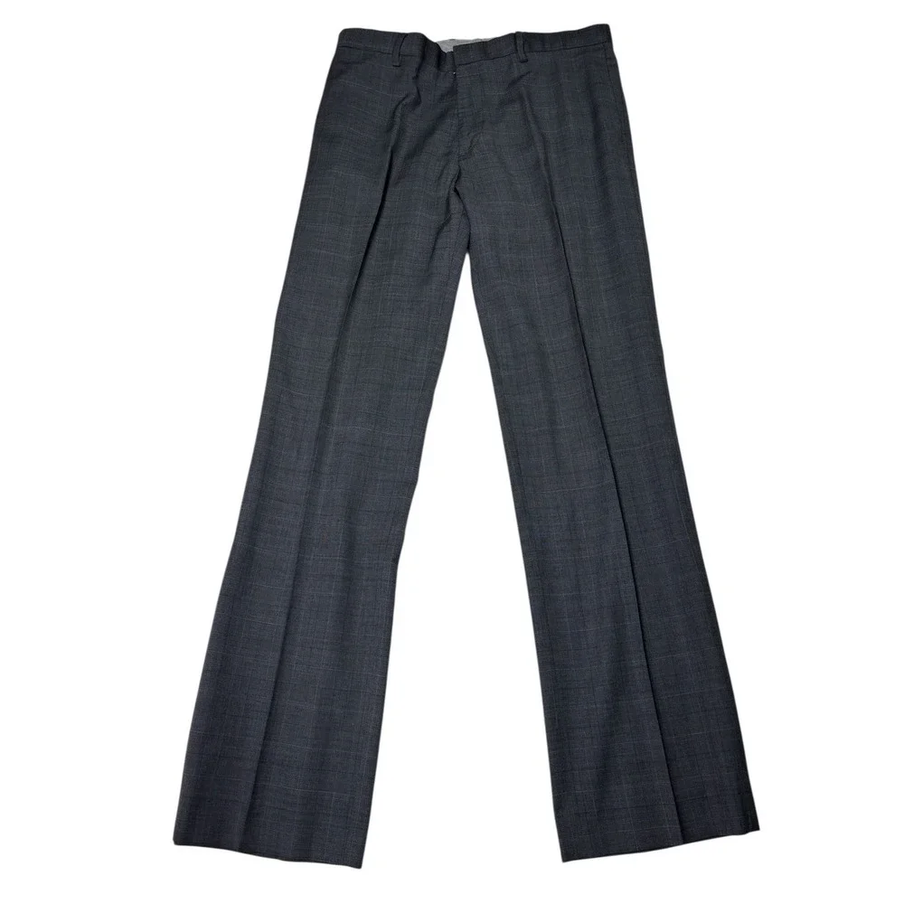 Banana Republic Classic Fit Men's Gray Plaid Wool Blend Dress Pants W34 L34